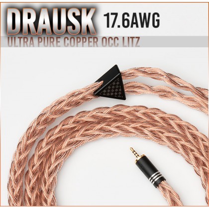 (in stock) Drausk Series - 17.6awg (per polarity) - 16-wire - Copper occ litz - custom textile cores - flexible and soft jacket - premium headphone cable