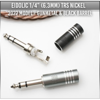 (2022, NEW) Eidolic E-6.3NiB - 6.3mm (1/4") Nickel plated TRS headphone connector (Black or Gunmetal barrel)
