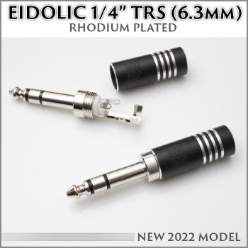 (2022, NEW) Eidolic E-6.3R2B - 6.3mm (1/4") Rhodium plated TRS headphone connector (Black barrel)