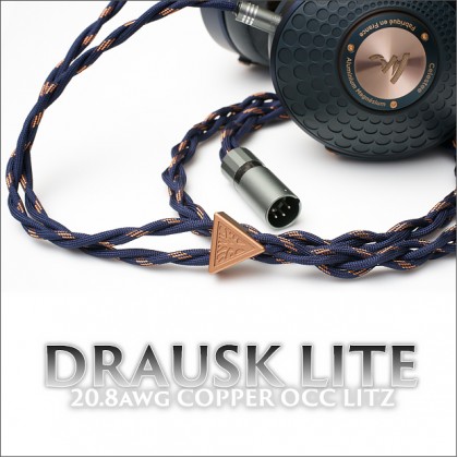 * Drausk Lite - 8-wire (equiv. 4 x 20.8awg) - Pure copper occ litz - TPU /  textile sleeves - cotton core - headphone cable
