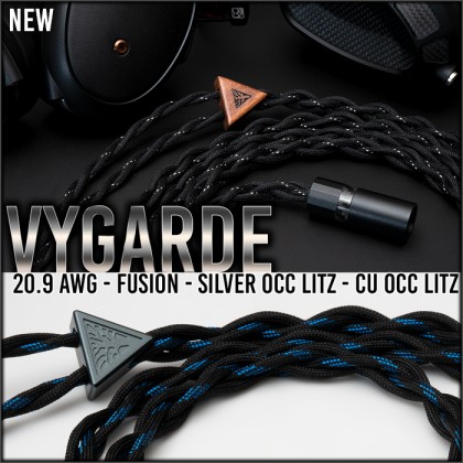(Adapter) Vygarde - 12-wire (equiv. 4 x 20.9awg) - Fusion Silver occ litz + Copper occ litz - Tri-conductor -  textile sleeves - cotton core - premium headphone cable adapter