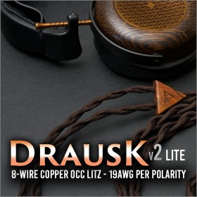 (new) - Drausk v2 (Lite) - 8-wire (equiv. 4 x 19awg) - Pure copper occ litz - custom flexible jacket - textile sleeves - premium headphone cable