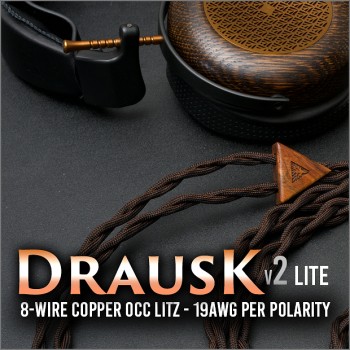 (Black Friday 2022) - Drausk v2 (Lite) - 8-wire (equiv. 4 x 19awg) - Pure copper occ litz - custom flexible jacket - textile sleeves - premium headphone cable