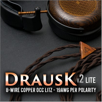 (new) - Drausk v2 (Lite) - 8-wire (equiv. 4 x 19awg) - Pure copper occ litz - custom flexible jacket - textile sleeves - premium headphone cable