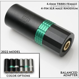 (in stock, new 5-axis rings) Hypershort adapter - 4.4mm TRRRS female - conversion to - Eidolic 4-pin XLR rhodium (direct soldered contacts)
