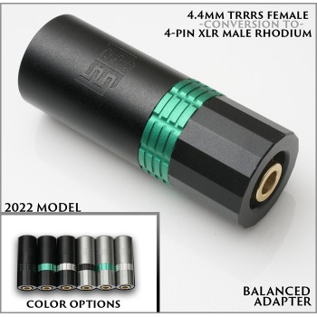 (in stock, new 5-axis rings) Hypershort adapter - 4.4mm TRRRS female - conversion to - Eidolic 4-pin XLR rhodium (direct soldered contacts)
