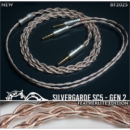 (new, Black Friday 2025) Silvergarde SC5 gen2 Fusion - "FeatherLite" edition - 4 x 22awg - 50% silver occ litz per polarity - cotton cores - premium headphone cable